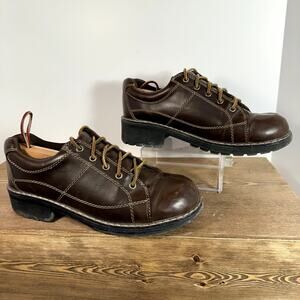 VTG Brown Platform Oxford Shoes Womens 9 Y2K Grunge Academia Chunky 90s Lugged